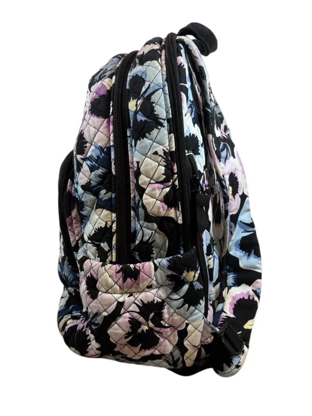 Large Vera Bradley Iconic Campus Backpack Quilted Plum Pansies